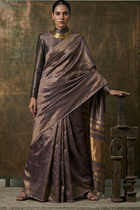Noor-e-Neelam | Linen Tissue | Indidha Saree