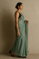 Shibui Sage | Handloom Mul Cotton | Indidha Saree