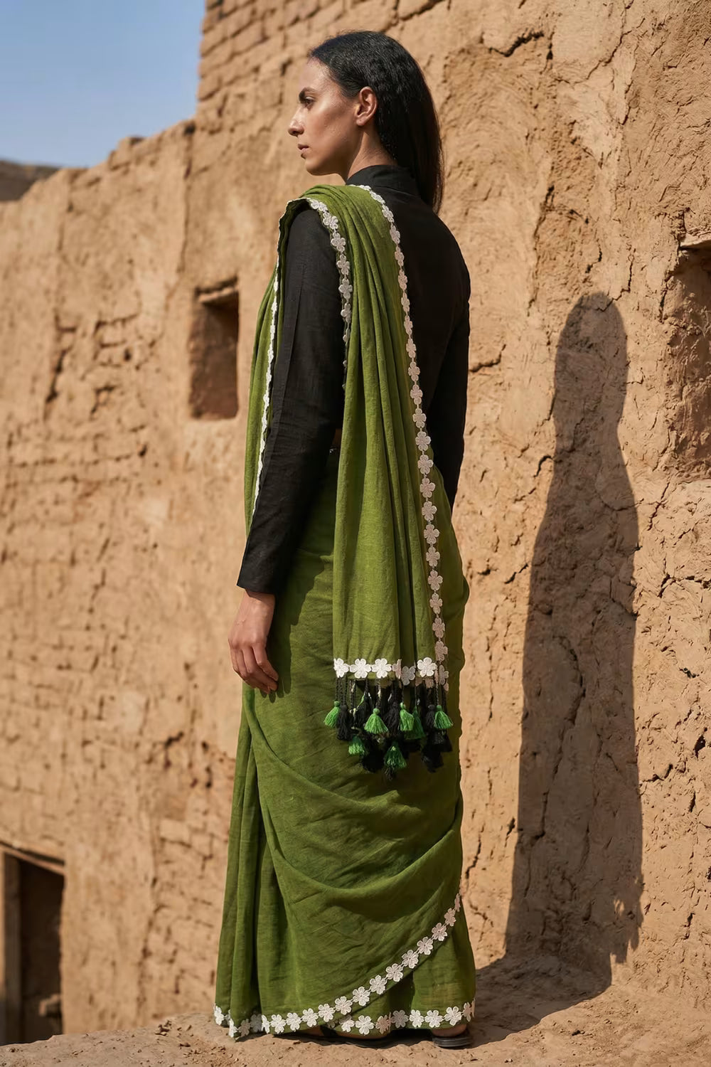 GREEN BLOSSOMES | Mul Cotton | Indidha Saree