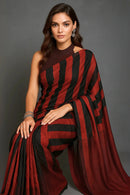 CRIMSON STRIPES | Pure Cotton | Indidha Saree -  Crimson Stripes Handloom Cotton Saree – Red & Black Striped Saree for Women  Shop Crimson Stripes – a bold handloom cotton saree in red & black stripes. Lightweight, breathable & elegant. Perfect for office wear or festive evenings. Indidha Originals.