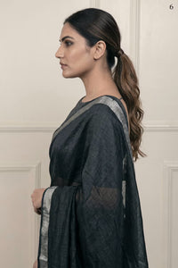BLACK SILVER | Cotton Slub | Indidha Saree