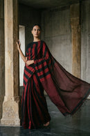 CRIMSON STRIPES | Cotton | Indidha Saree