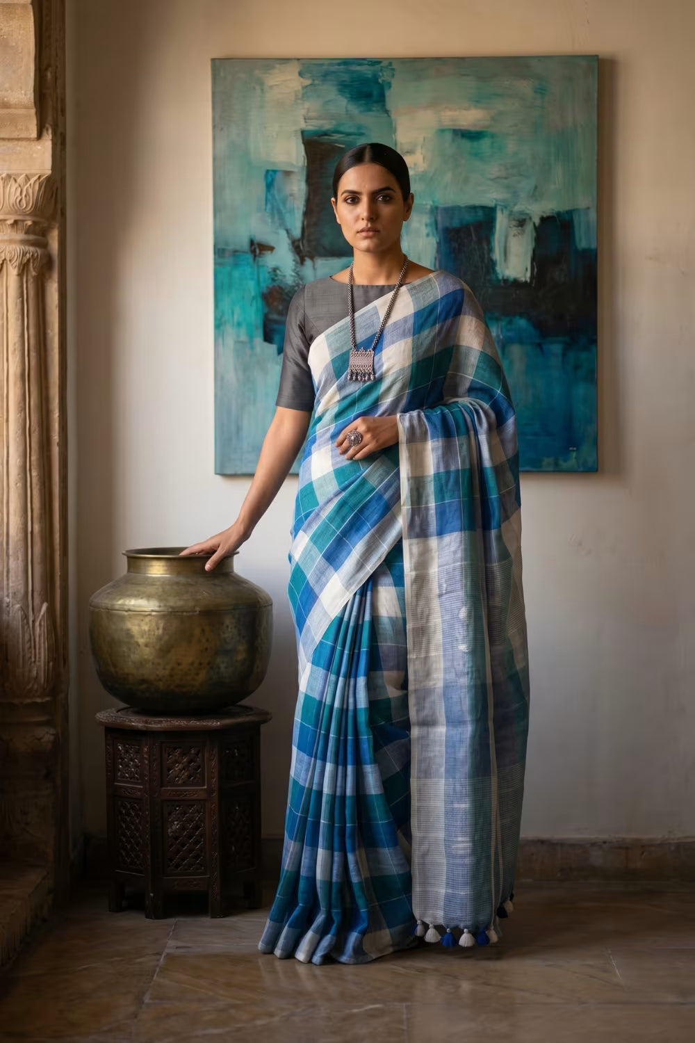 BLUE TRIBE | Linen | Indidha Saree