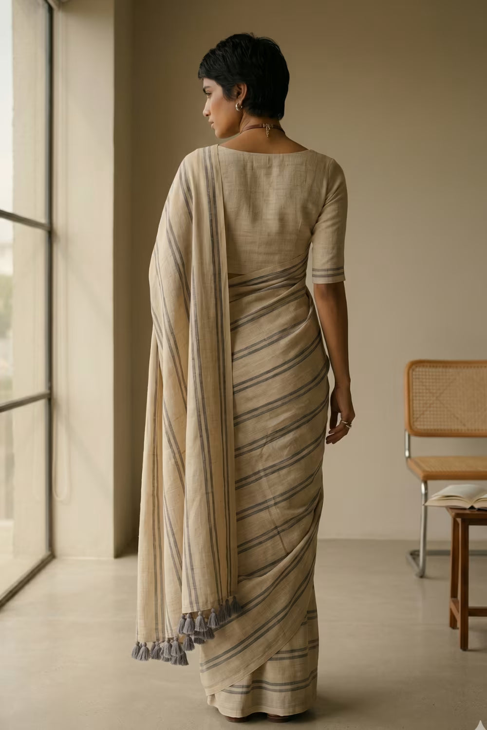 Chalk & Slate | Slub Cotton | Indidha Saree