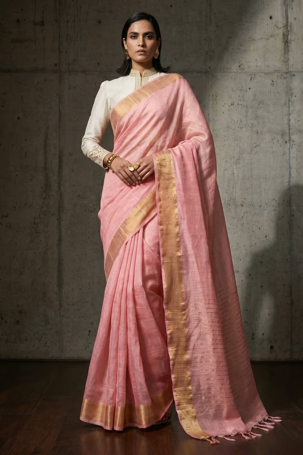 ROSE PEACH | Kota Linen | Indidha Saree