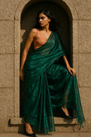 TEAL TEMPTATION | Handloom Tissue | Indidha Saree