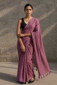 Twilight Lavender | Handloom Mul Cotton | Indidha Saree