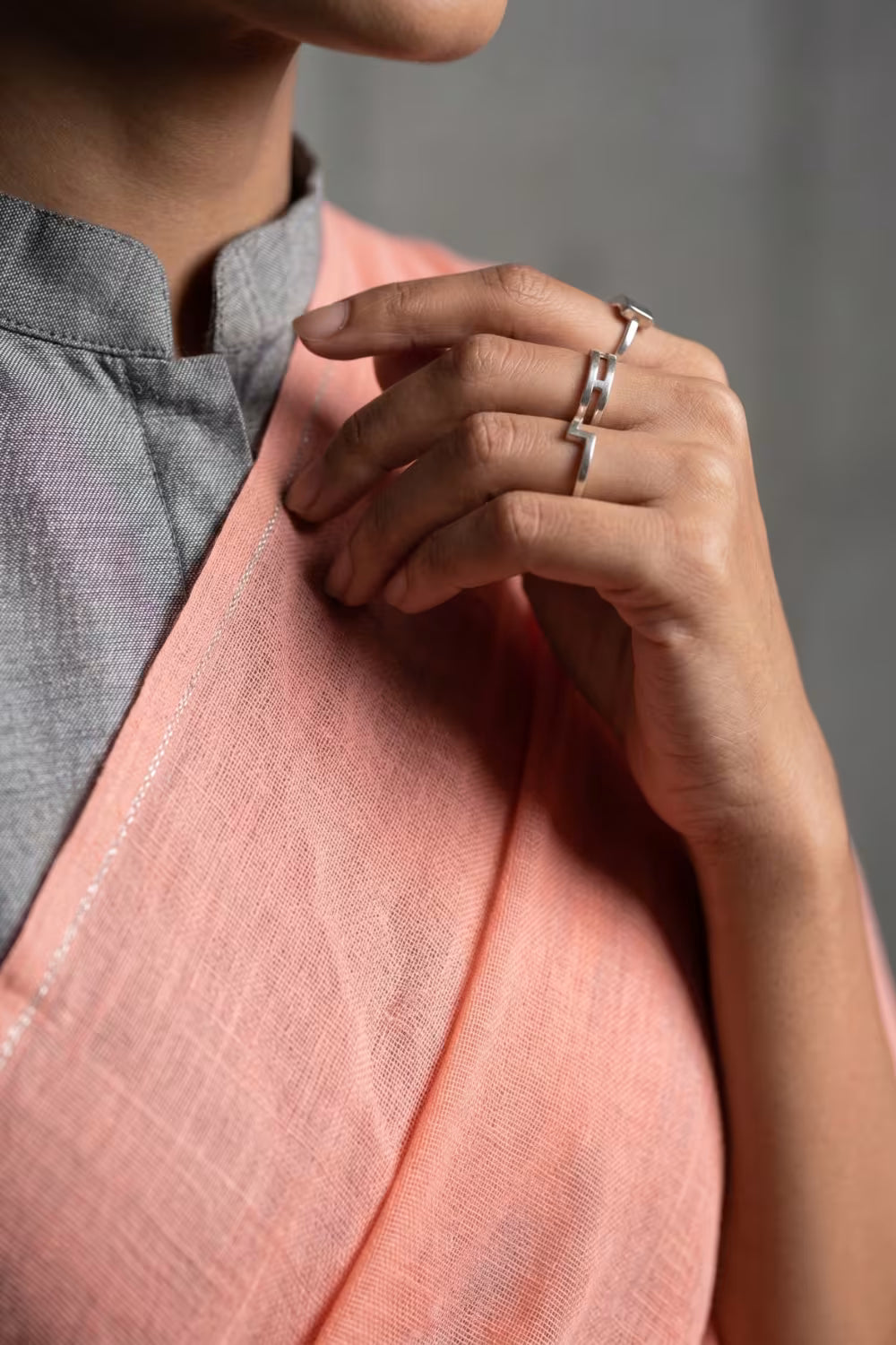 Stark Coral | Mul Cotton | Indidha Saree