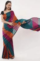 DAWN TO DUST | Cotton | Indidha Saree -  Buy Multicolor Cotton Saree – Dawn to Dust by Indidha  Own the day in Indidha’s Dawn to Dust Cotton Saree. Featuring bold multicolor stripes in soft, breathable cotton – perfect for effortless elegance from AM to PM.