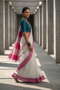 Grid & Glow | Cotton | Indidha Saree