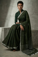 WOVEN OLIVE | Mul Cotton | Indidha Saree