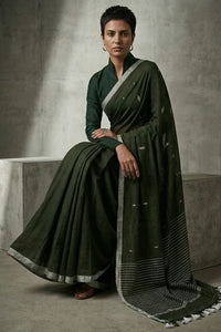 WOVEN OLIVE | Mul Cotton | Indidha Saree