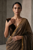 TRUCE SLATE | Handloom Linen Tissue | Indidha Saree