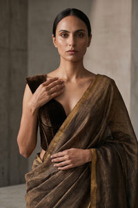 TRUCE SLATE | Handloom Linen Tissue | Indidha Saree