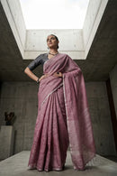 ROSY | Handloom Linen Tissue | Indidha Saree