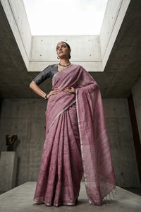 ROSY | Handloom Linen Tissue | Indidha Saree