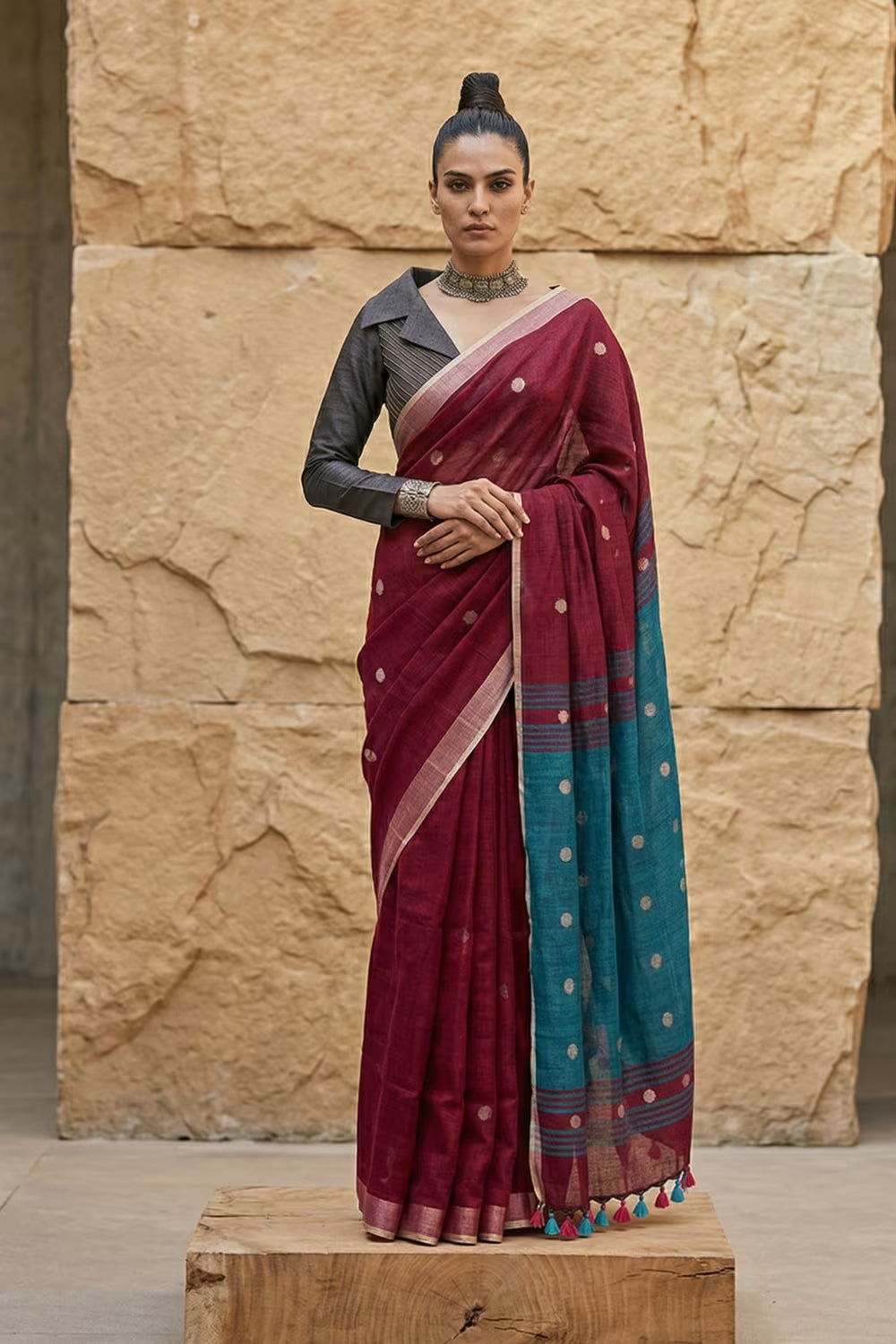 RAINDROP | Linen | Indidha Saree