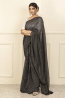 PRISHA | Mul Cotton | Indidha Saree -  Prisha: Pure Mul Cotton Handloom Saree | Indidha  Shop 'Prisha' – a breathable pure mul cotton saree in elegant black & white stripes. Lightweight, handloom-woven & perfect for all-day wear.