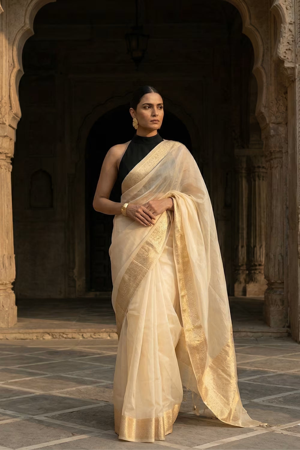 OPAL | Organza with Banarasi Border | Indidha Saree
