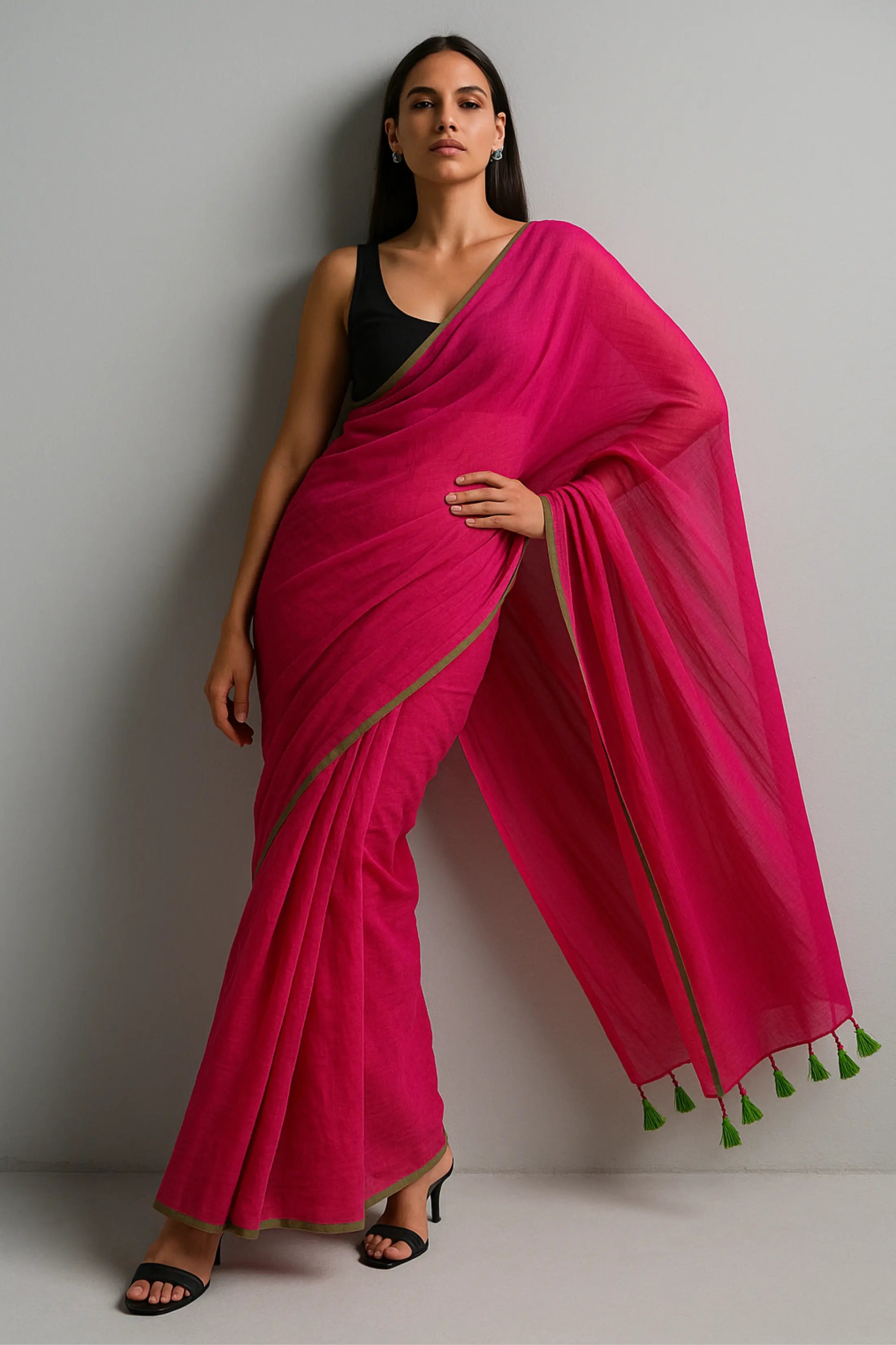 PLAYFUL PINK | Mul Cotton | Indidha Saree