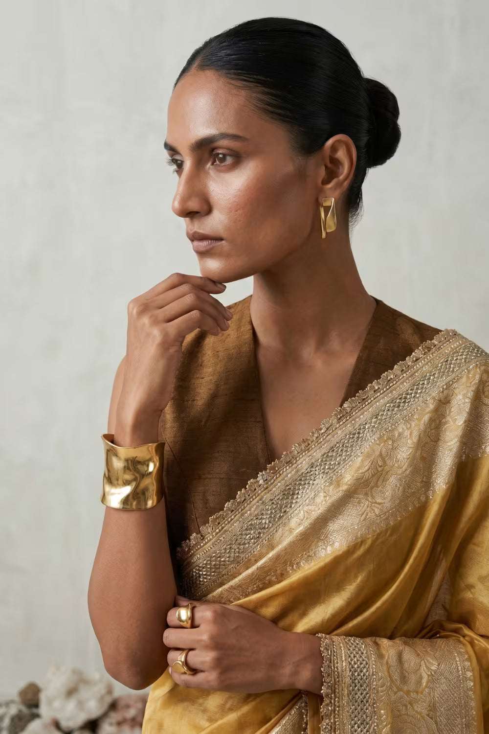 Golden Hour Grace | Tissue | Indidha Saree
