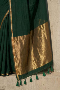 Saanjh in Green | Mul Cotton | Indidha Saree