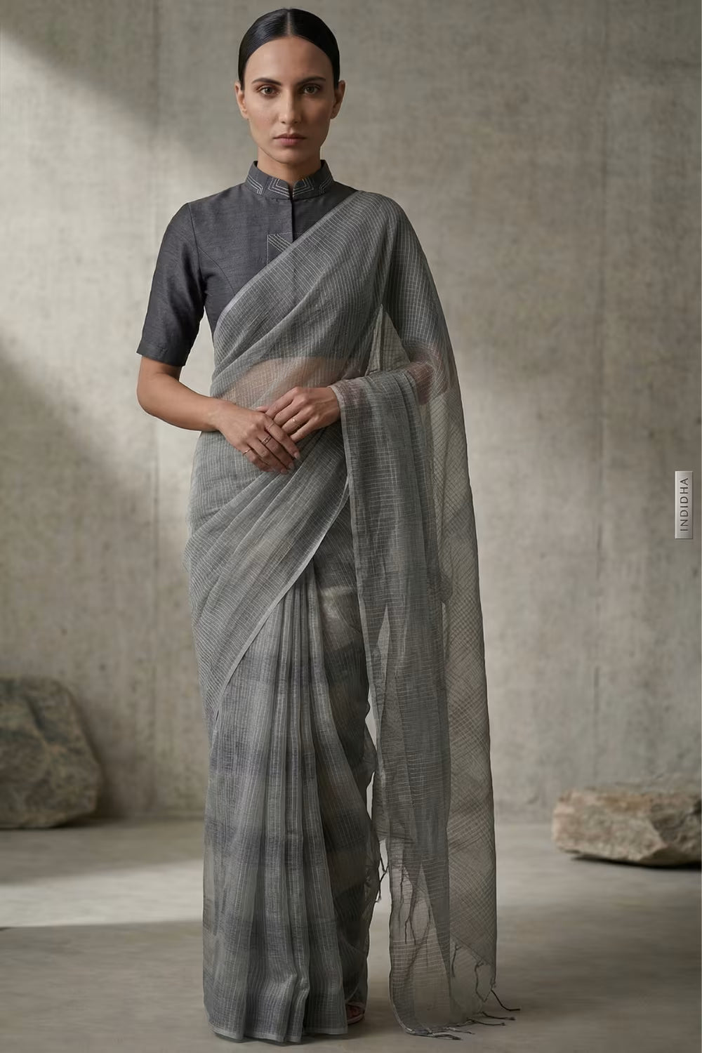 SILVER MIST | Kota Doria | Indidha Saree