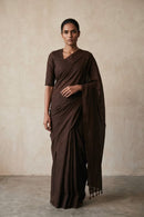 Dark Espresso | Slub Cotton | Indidha Saree