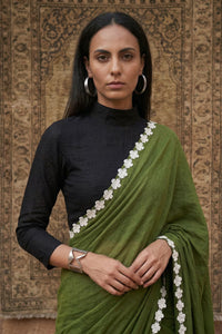 GREEN BLOSSOMES | Mul Cotton | Indidha Saree
