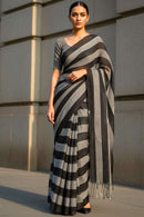 Raven Stripes | Cotton | Indidha Saree