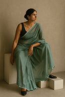 Shibui Sage | Handloom Mul Cotton | Indidha Saree