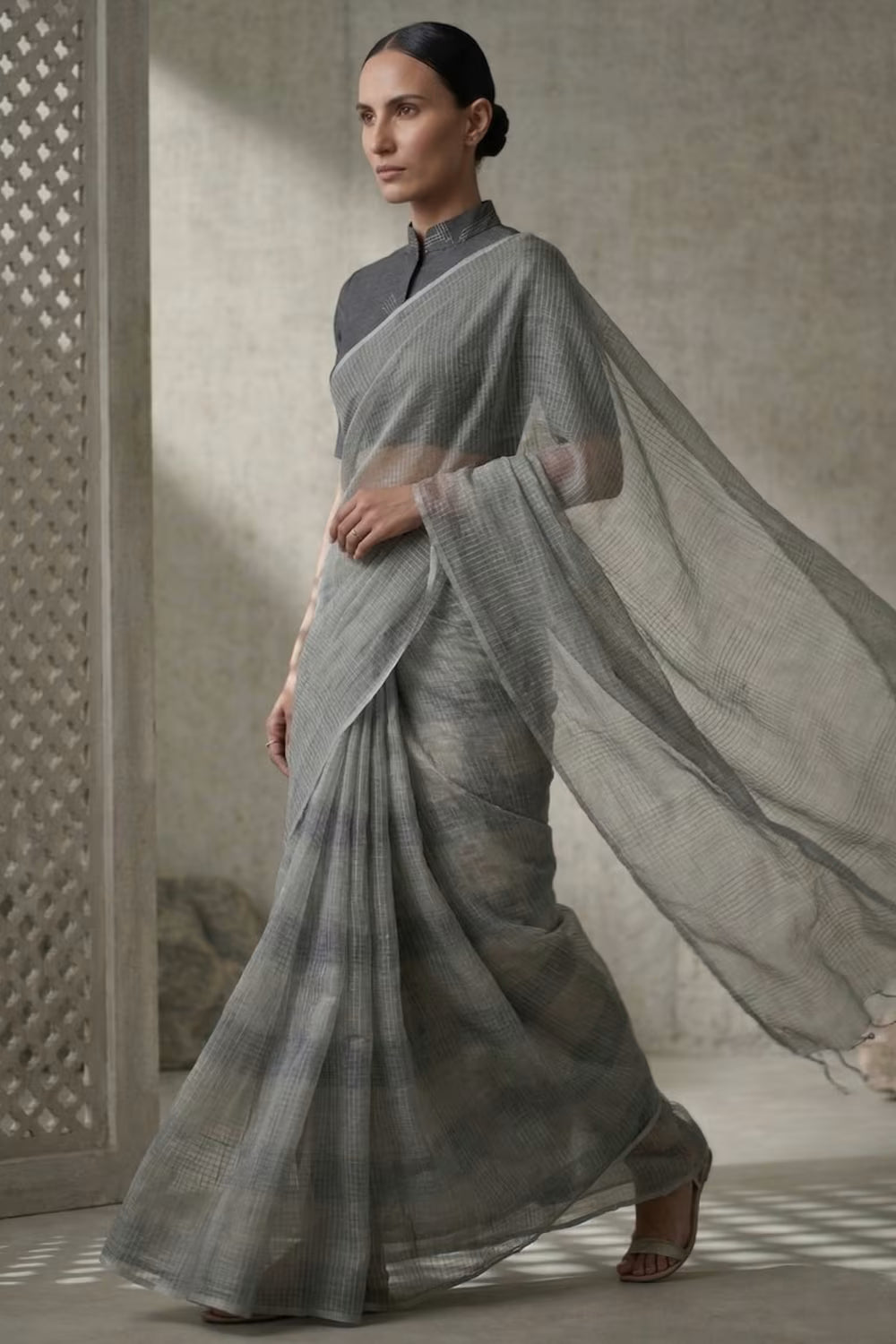 SILVER MIST | Kota Doria | Indidha Saree