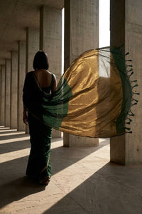 Saanjh in Green | Mul Cotton | Indidha Saree