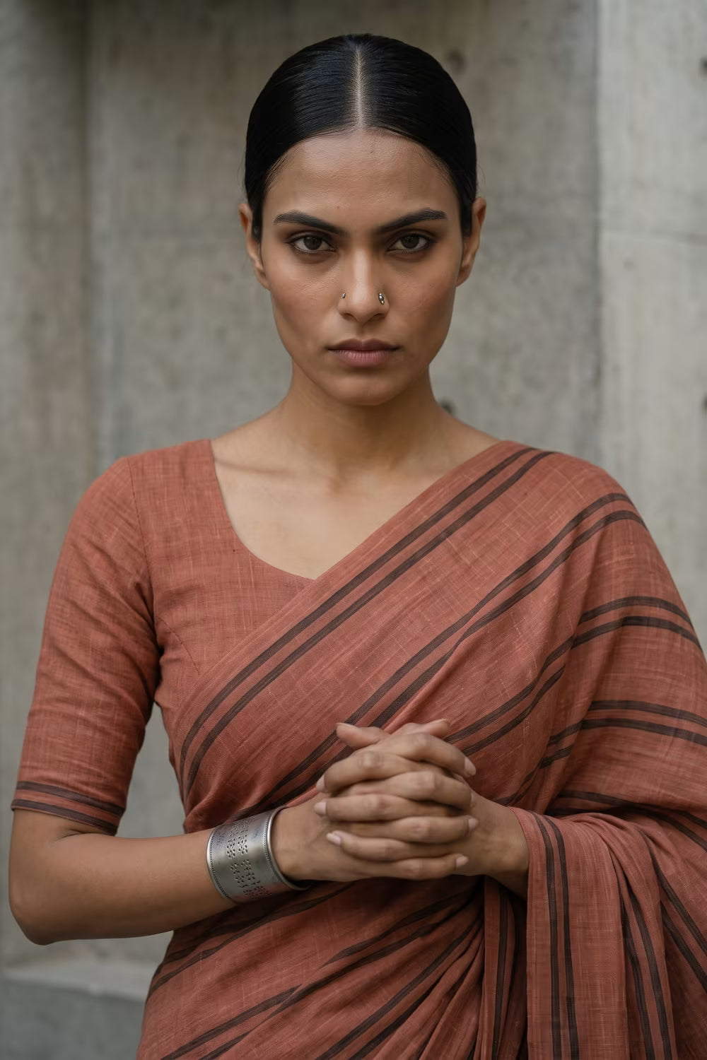 Rust Stride | Slub Cotton | Indidha Saree