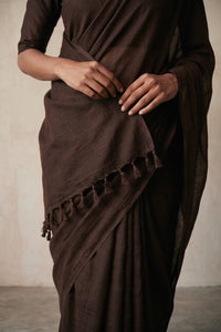 Dark Espresso | Slub Cotton | Indidha Saree