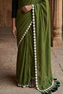 GREEN BLOSSOMES | Mul Cotton | Indidha Saree