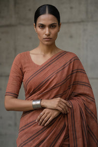 Rust Stride | Slub Cotton | Indidha Saree
