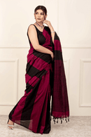 BARISH BAG | Cotton | Indidha Saree -  Barish Baag Maroon & Black Cotton Saree | Buy Handwoven Saree Online – Indidha  Shop the Barish Baag saree – a bold maroon and black khadi cotton saree that blends tradition with modern edge. Lightweight, breathable & handwoven with love at Indidha.
