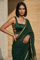 Saanjh in Green | Mul Cotton | Indidha Saree