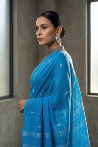Skyline Blue | Mul Cotton | Indidha Saree