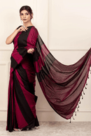 BARISH BAG | Cotton | Indidha Saree -  Barish Baag Maroon & Black Cotton Saree | Buy Handwoven Saree Online – Indidha  Shop the Barish Baag saree – a bold maroon and black khadi cotton saree that blends tradition with modern edge. Lightweight, breathable & handwoven with love at Indidha.