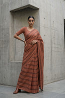 Rust Stride | Slub Cotton | Indidha Saree