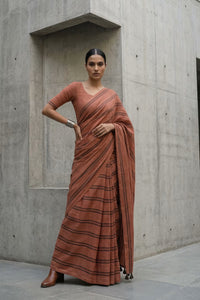 Rust Stride | Slub Cotton | Indidha Saree