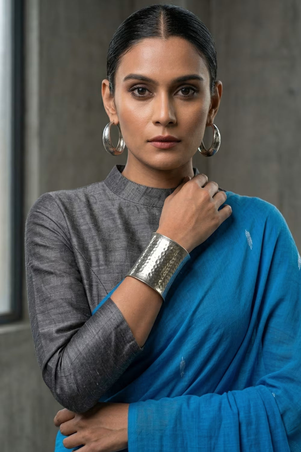 Skyline Blue | Mul Cotton | Indidha Saree