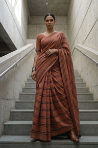 Rust Stride | Slub Cotton | Indidha Saree