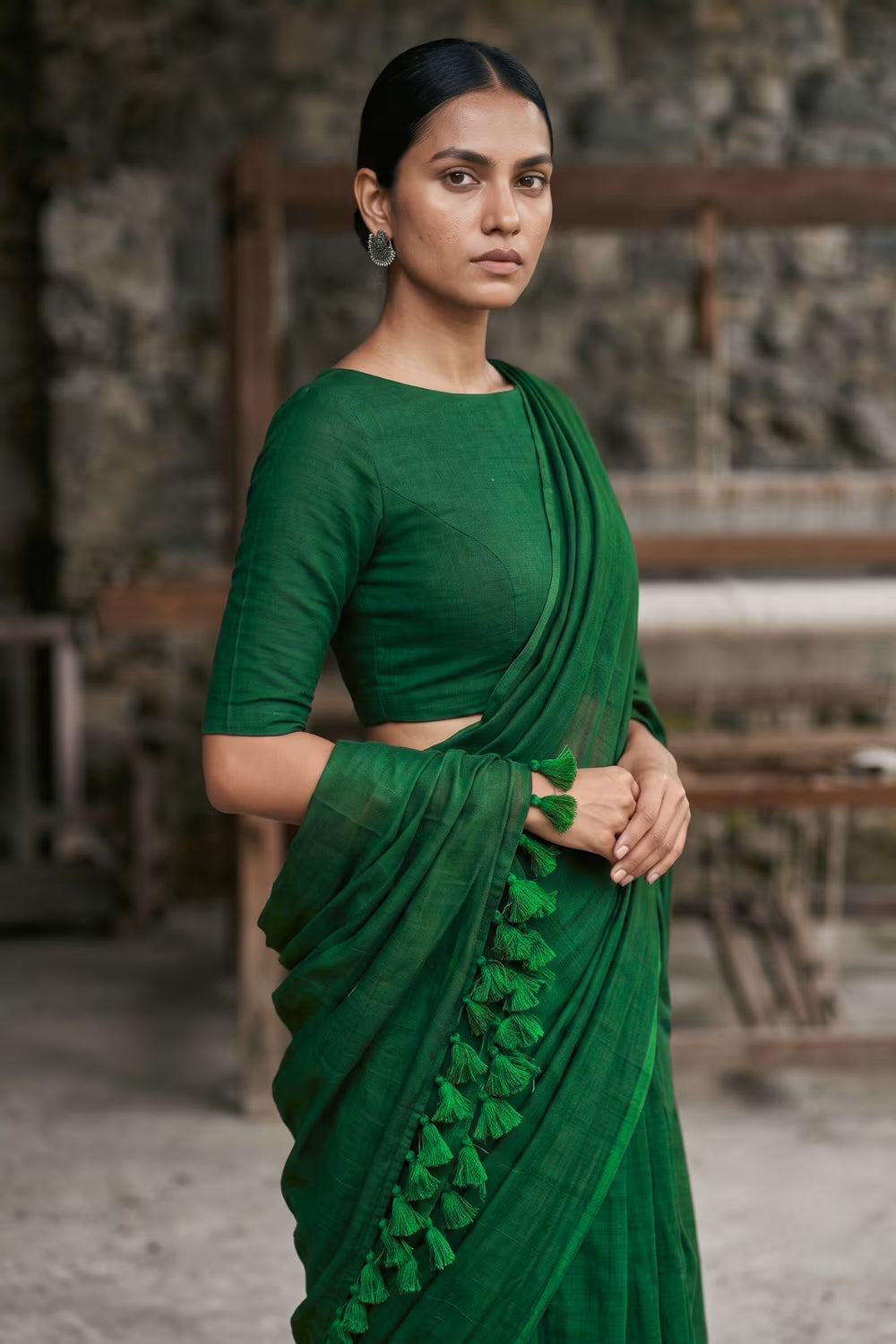 Industrial Pine | Slub Cotton | Indidha Saree