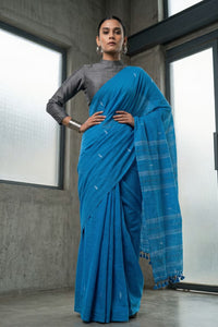 Skyline Blue | Mul Cotton | Indidha Saree