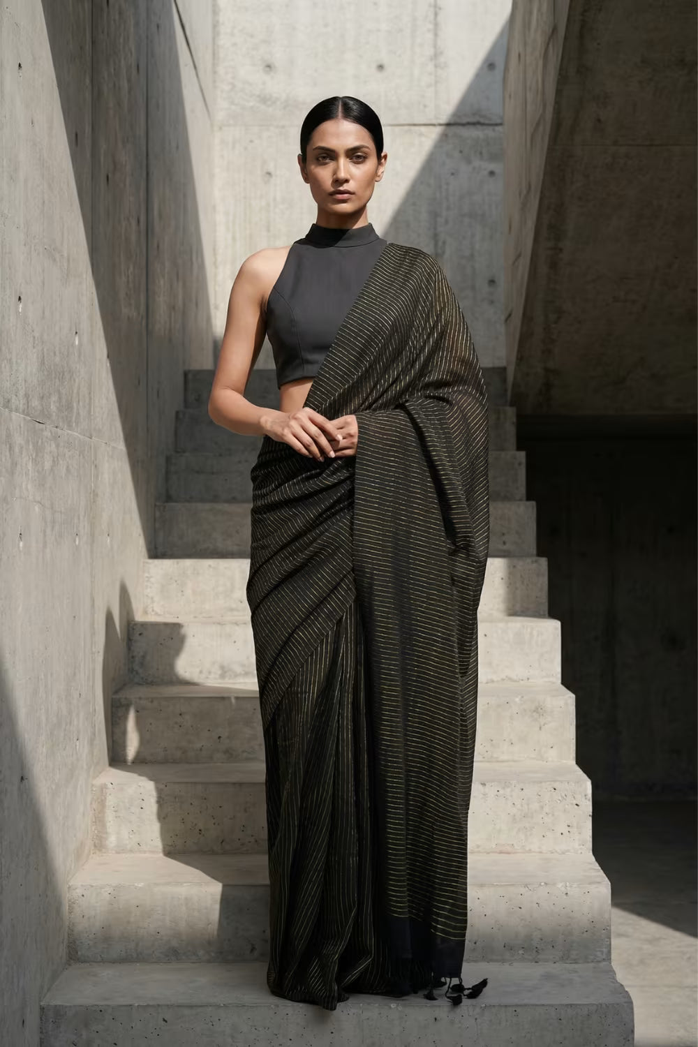 NOIR ENIGMA | Textured Cotton | Indidha Saree