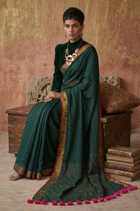 Gold-Flecked Silence | Mul Cotton | Indidha Saree