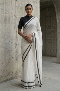 Monochrome Void | Mul Cotton | Indidha Saree